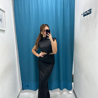 Vestito lungo cut out con spalline 35510