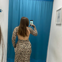Vestito cut out leopardato 24654
