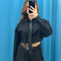 Camicia corta con cravatta 18014