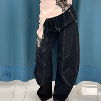 Balloon Fit – Nero con Bande Laterali-F51