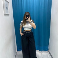 Pantalone wide leg con cintura 18065