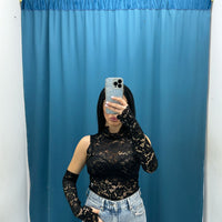 Body in pizzo con manicotti 6360