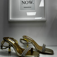 Sandali oro con strass 2252