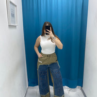 Pantalone denim/ beige 26074