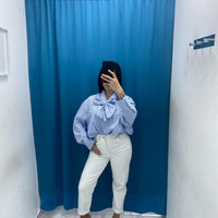 Camicia a righe con fiocco 16127