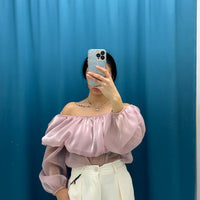 Blusa scollo a barca rosa 3773