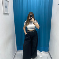 Pantalone wide leg con cintura 18065