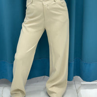 Pantalone wide leg beige 11938
