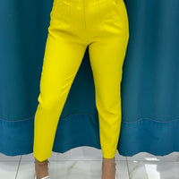 Pantalone slim fit giallo 8870