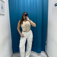 Jeans cargo bianco 90711