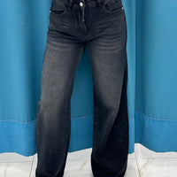Jeans wide leg nero slavato 762