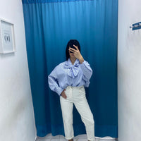 Camicia a righe con fiocco 16127