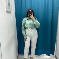 Pantalone con fibbie bianco 12818
