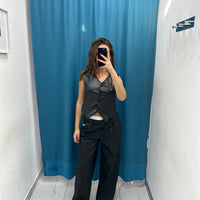 Pantalone ecopelle con elastico 10520