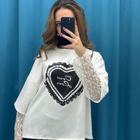 Maglia con manica in pizzo 7691