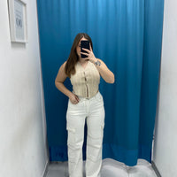 Jeans cargo bianco 90711