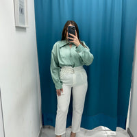 Pantalone con fibbie bianco 12818