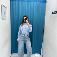 Camicia rouches a righe 36923
