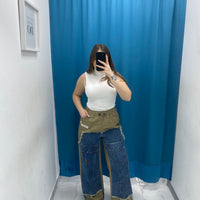 Pantalone denim/ beige 26074
