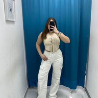 Jeans cargo bianco 90711