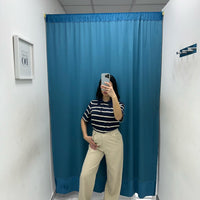 Pantalone wide leg beige 11938