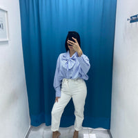 Camicia a righe con fiocco 16127