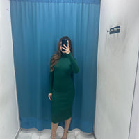Vestito a costine con collo alto 8150