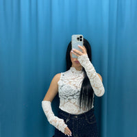 Body in pizzo con manicotti 6360