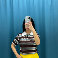Polo crop a righe 6607