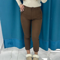 Pantalone slim fit marrone 8870