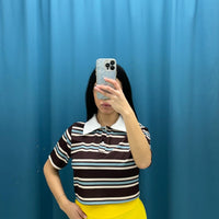 Polo crop a righe 6607