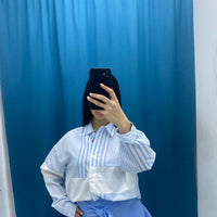 Camicia a righe celeste 33010