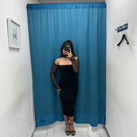 Vestito longuette con maniche trasparenti 1283