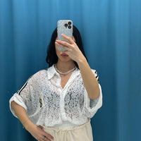 Camicia ricamata a mezze maniche 11653