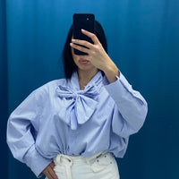 Camicia a righe con fiocco 16127