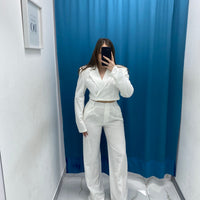 Tailleur giacca crop e pantalone 38411