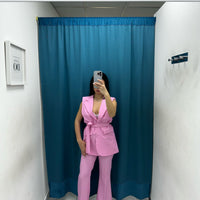 Tailleur gilet e pantalone rosa 6313