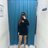 Vestito a costine con scollo 24975