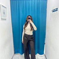 Pantalone a palazzo ecopelle marrone 0363