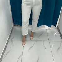 Pantalone con fibbie bianco 12818