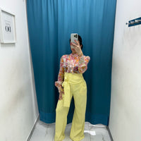 Pantalone con cintura giallo 16067