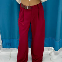 Pantalone wide leg con fibbia 90198