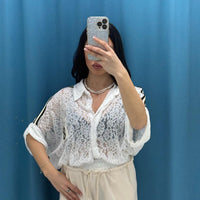 Camicia ricamata a mezze maniche 11653