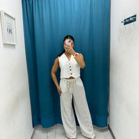 Coordinato gilet e pantalone lino 12887
