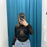 Body a rete con strass 9642