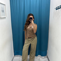 Pantalone wide leg con fibbia 90198