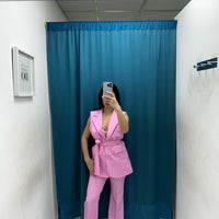 Tailleur gilet e pantalone rosa 6313