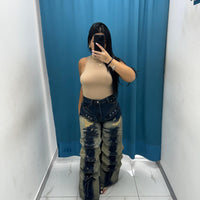 Jeans Wide Leg con Frange-22101