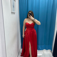 Vestito a fascia lungo raso 23638