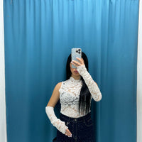 Body in pizzo con manicotti 6360
